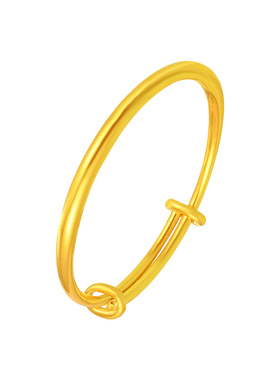 周大生黄金手镯足金宝宝光圈推拉手镯送宝宝满月周岁节日生日礼物