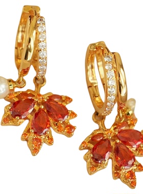 「枫落星垂」红枫叶吊坠独特小众项链设计感颈链女秋冬百搭锁骨链