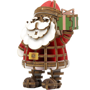 圣诞老人木头3D立体拼图木质拼装模型积木圣诞树男女孩木制小礼物