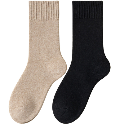 冬季保暖加绒加厚男士纯棉中筒袜