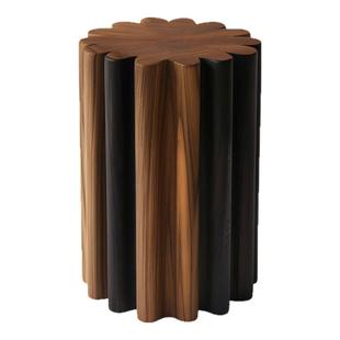 意式极简艺术设计实木边几小众高级感客厅小茶几创意圆形木墩角几