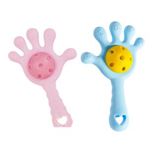 BONBEBE婴儿玩具摇铃益智早教小手掌牙胶硅胶可啃咬防吃手磨牙棒