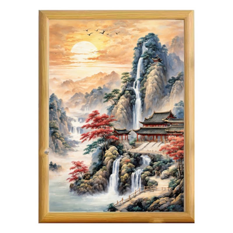 山水画国风桌面摆件国韵山水风景相框新款客厅书房卧室装饰画摆台