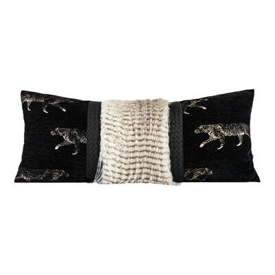 ELINLONYAIN黑金色提花豹纹抱枕