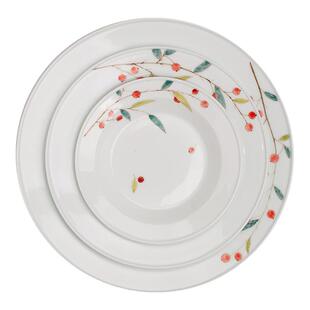 曼叙高温釉下彩盘子中式手绘陶瓷盘卷边盘家用减脂餐盘景德镇餐具