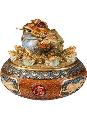 金蟾聚宝盆摆件家居客厅玄关装饰