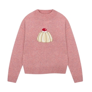 SEE YOU at PIZZA毛衣女冬季羊毛混纺小清新蛋糕印花毛衣286973