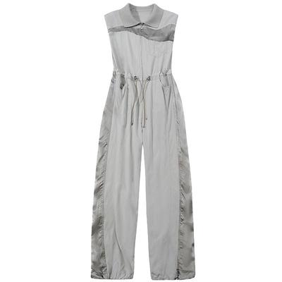 谜底连体裤女2025夏通勤老钱风微宽肩设计宽松连体长裤252MK0540