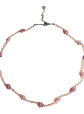 浪漫度假感彩色水晶花朵项链