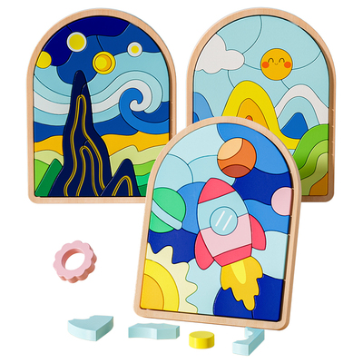 木质积木拼图3到6岁益智拼装