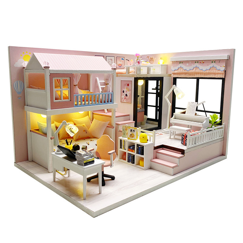 美代diy小屋微缩场景阁楼手工拼装建筑模型房玩具创意生日礼物女