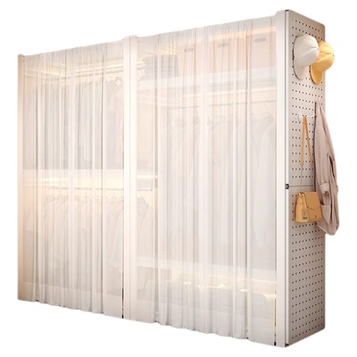 简易组装落地洞洞板金属角钢衣架