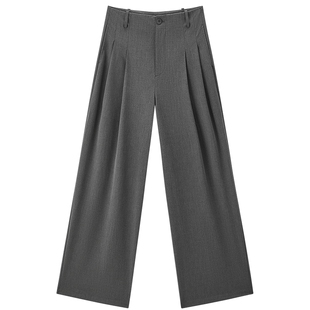 【商场同款】乐町宽松百搭休闲裤简约通勤带腰绳休闲裤C2GBF3306