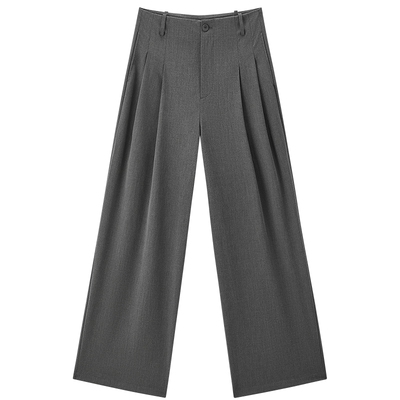 【商场同款】乐町宽松百搭休闲裤简约通勤带腰绳休闲裤C2GBF3306