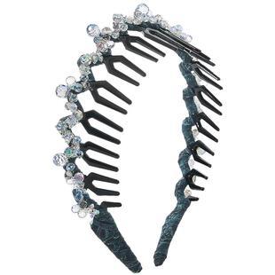 兰诺水晶蓝色发箍女款带齿高级感洋气时尚2026新款高颅顶头箍礼物