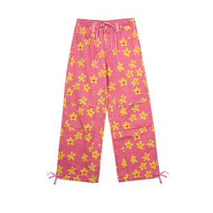 【汪苏泷同款】LALABOBO25年春季长裤原创新款满印花星星阔腿裤子