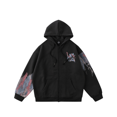 LAMLICKA加厚涂鸦印花开衫卫衣