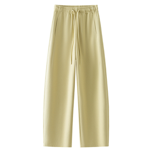 浅黄色弯刀裤女春季2026新款高腰显瘦慵懒风垂坠感直筒阔腿裤子春