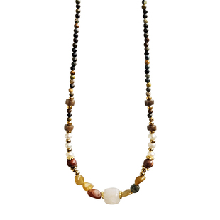 天然石串珠项链女法式复古福禄寿气质百搭锁骨链天然珍珠新款配饰