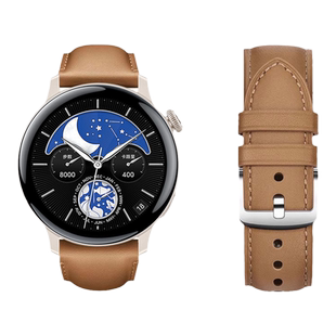 适用vivowatch3手表watch5新款小羊皮iqoo表带watchGT2运动42/46mm智能男生真皮腕带女生表链星辉皓月配件