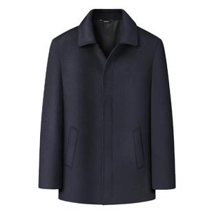 行政翻领羊毛呢大衣男加肥加大秋冬款中年商务休闲中长款呢子外套