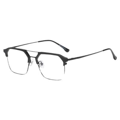 双梁眼镜框男痞帅黑武士近视可配度数抗防蓝光黑色半框眼睛架平光