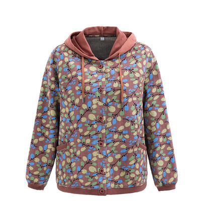 妈妈装短款薄外套花色中老年女春