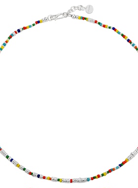 KREAM 925银彩色串珠项链男嘻哈女小众时尚欧美多巴胺锁骨链