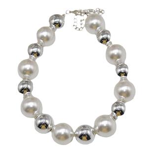 时髦大珍珠项链女摩登夸张气质圆球拼接锁骨链小众高级感颈链配饰