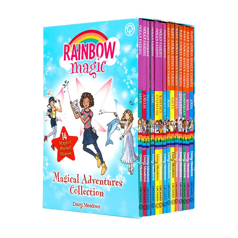 彩虹魔法仙子14册礼盒装 英文原版 Rainbow Magic 14 Copy Slipcase 小学生英语插图章节桥梁书6-12岁 儿童课外兴趣阅读图画故事书