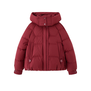 羽绒服女短款2025冬季新款宽松显瘦百搭保暖可拆卸连帽白鸭绒外套