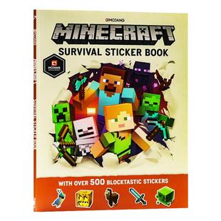 我的世界生存游戏 贴纸书 英文原版 Minecraft Survival Sticker Book全脑开发思维训练书籍儿童益智游戏书小学生冒险故事图画绘本