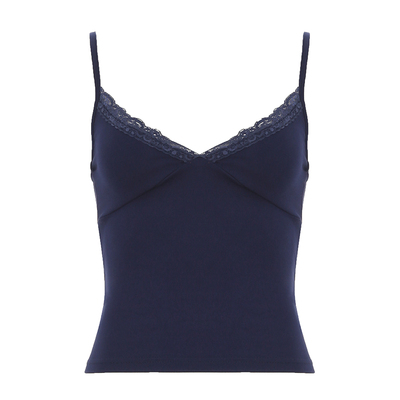 甜辣少女蓝色蕾丝胸型吊带女