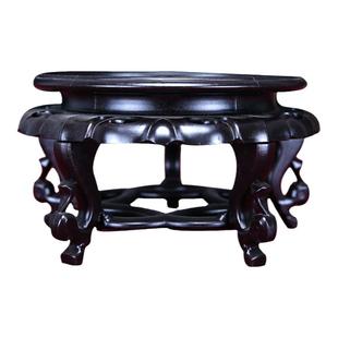 圆形防水鱼缸底座摆件工艺品花盆石头垫高复古阳台室内塑料托盘架