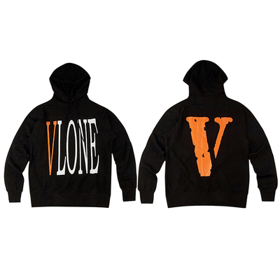 VLONE大logo系列 背后大Logo印花长袖卫衣 男女同款 黑橙