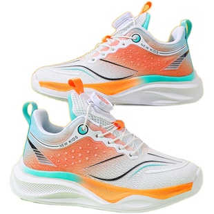 b儿童鞋子夏季男童单网透气轻便防滑跑步鞋女童旋转扣减震运动鞋