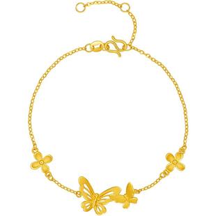 周六福黄金5G计价足金珍桂蝶花传情手链公主嫁期指南系列新年礼物