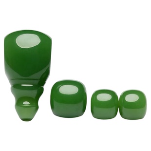 精品和田碧玉果绿色正阳绿三通 108老型套装三通顶珠腰珠配珠文玩