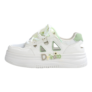 人本鞋子女款2026夏季新款透气凉鞋百搭厚底网面透气板鞋学生鞋子