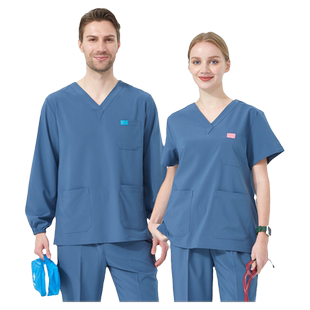 杜蜜岚速干弹力手术衣女短袖洗手衣手术室工作服刷手服高端男医生