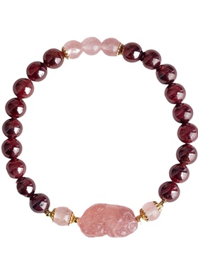 天然石榴石手链女草莓晶貔貅手饰