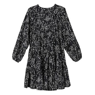 法式碎花雪纺A字显瘦连衣裙