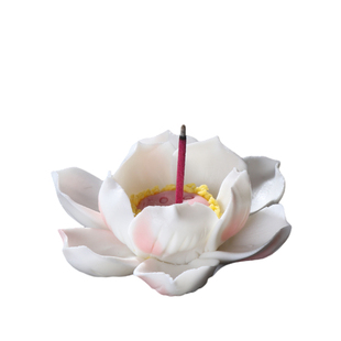 陶瓷手工捏花茶道香道香插摆件线香插托底座茶桌供佛礼佛莲花插香