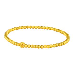 古法磨砂沙金手串仿真转运珠弹力绳手链金黄色小圆珠手环女士新款