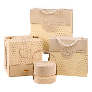 结婚伴手礼盒空盒子高级礼物包装盒子喜糖盒生日礼品盒圆形手提盒