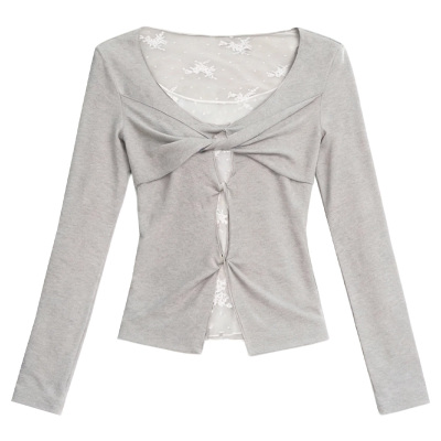 FragileHeart智性风灰色扭结T恤