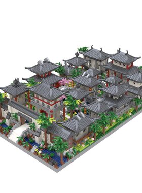 新苏州园林四合一积木适用于乐高