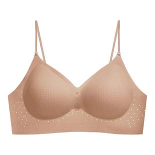 单排扣隐形粉底液闪光肩带内衣女U美背露背超薄凉感固定杯文胸