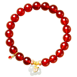 宫里上新红玛瑙手串女款红色小马手链马年本命年礼物新年送女生