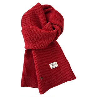 韩国定染橄榄黄绿色围巾女冬季高级感100%绵羊毛针织短款围脖披肩